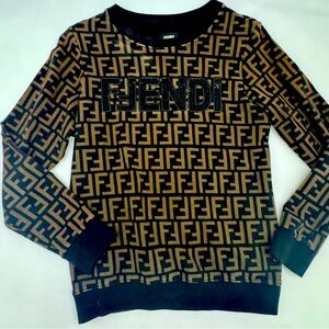Fendi Black and Brown Crew Neck Sweater